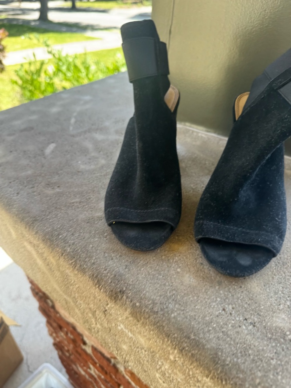 Splendid Black Suede Open-Toe Ankle-Heel Sandals